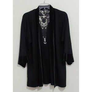 Avec Black Open Front 3/4 Sleeve Cardigan